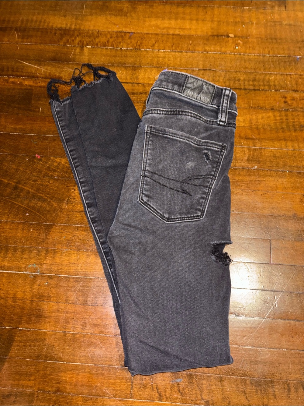 American Eagle Black Distressed Skinny Jeans